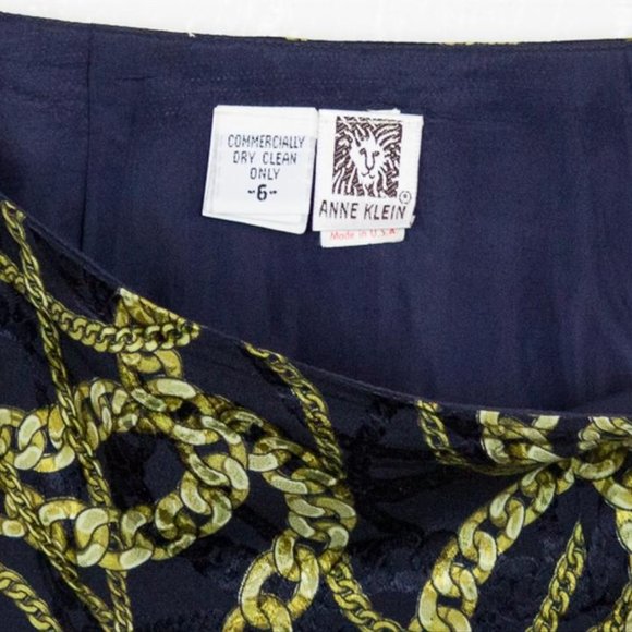 Anne Klein Navy Blue + Gold Chain Miniskirt - Picture 3 of 4